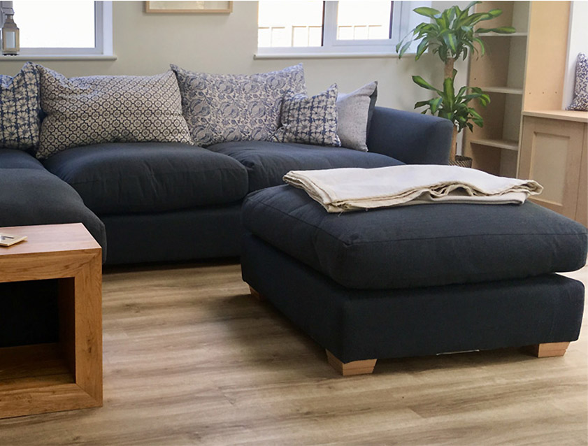 Hambledon Footstool & Large Corner Group in Easy Clean Plain Navy